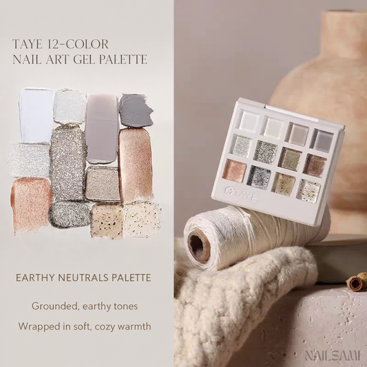 Taye 12-Color Nail Art Gel Palette - Earthy Neutrals Palette