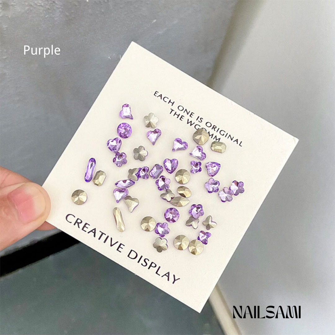 Mixed Gem Nail Charm Set