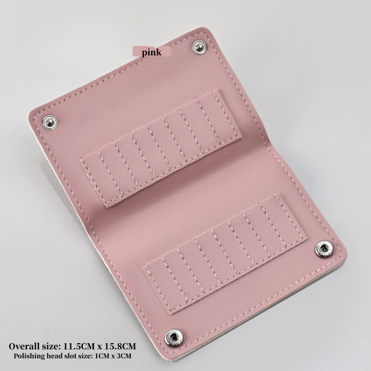 16-Slot Nail Drill Bit Leather Case