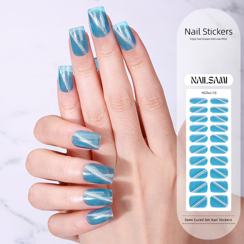 Blue Chrome | Semi Cured Gel Nail Sticker Kit
