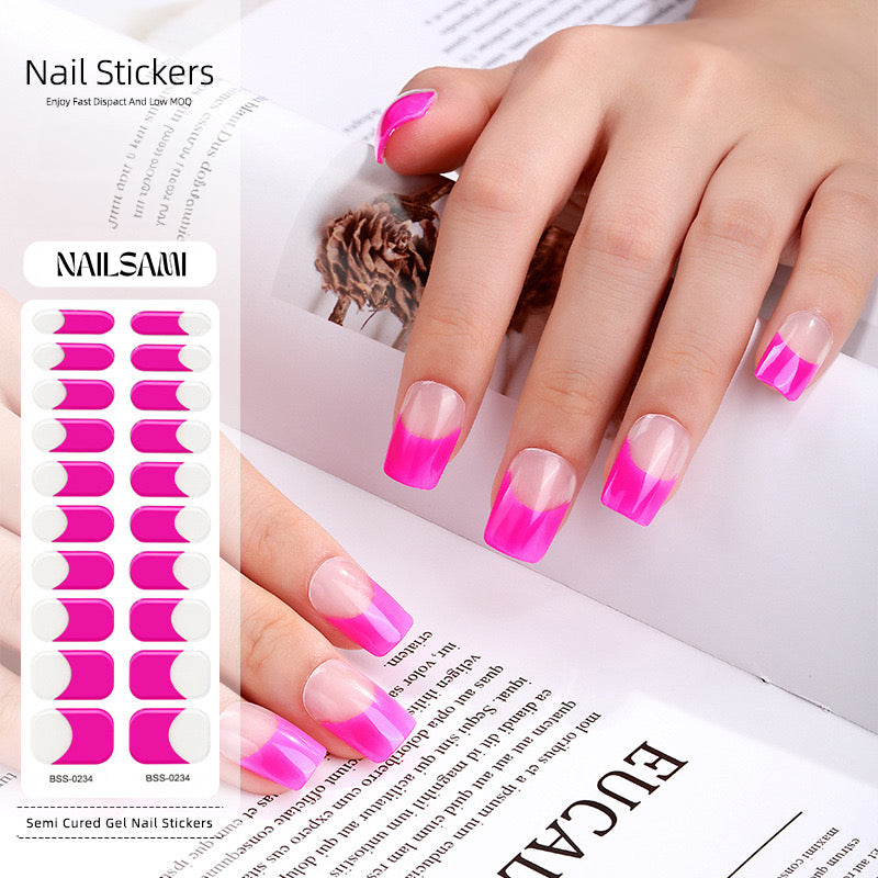 Pink French Tips | Semi Cured Gel Nail Sticker Kit