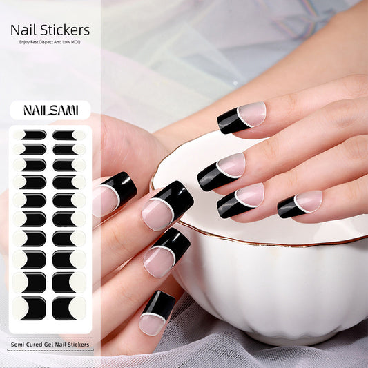 Midnight French | Semi Cured Gel Nail Sticker Kit