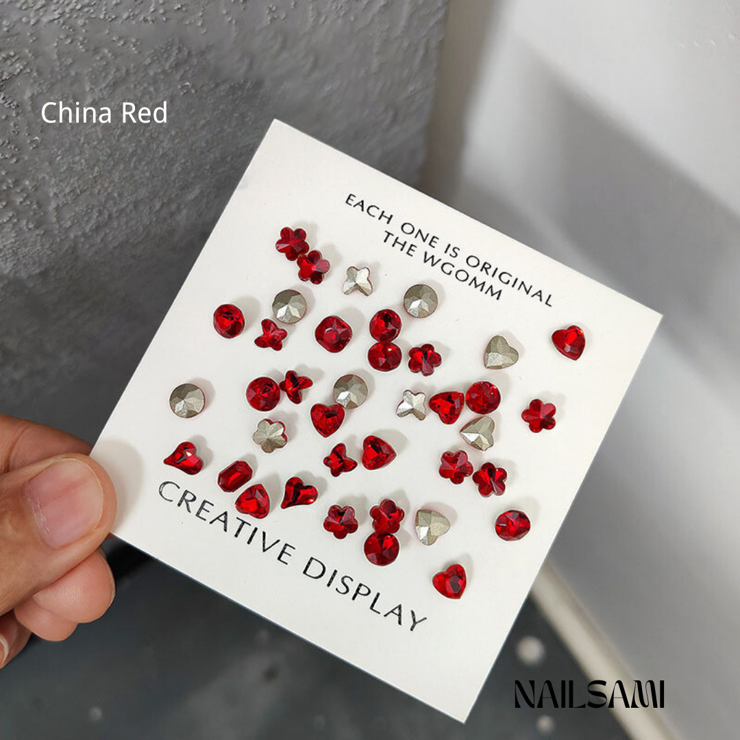 Mixed Gem Nail Charm Set