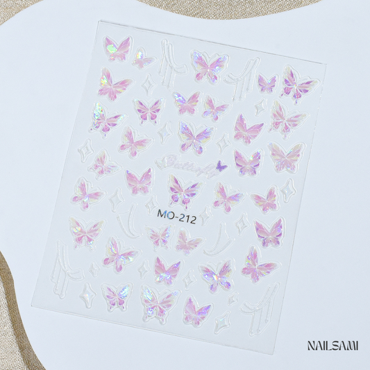 3D Iridescent Seashell & Butterfly Nail Stickers