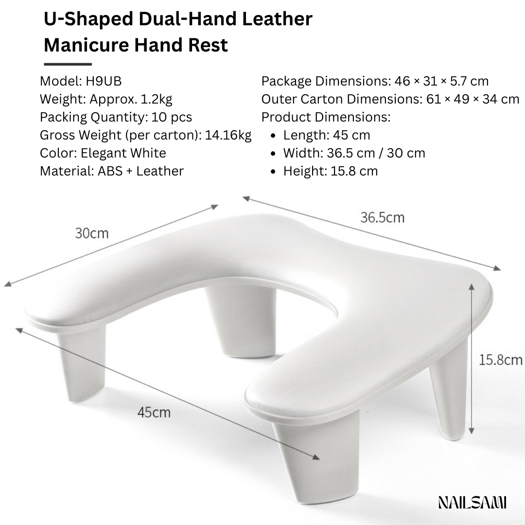 U-Shaped Dual-Hand Leather Adjustable Manicure Hand Rest