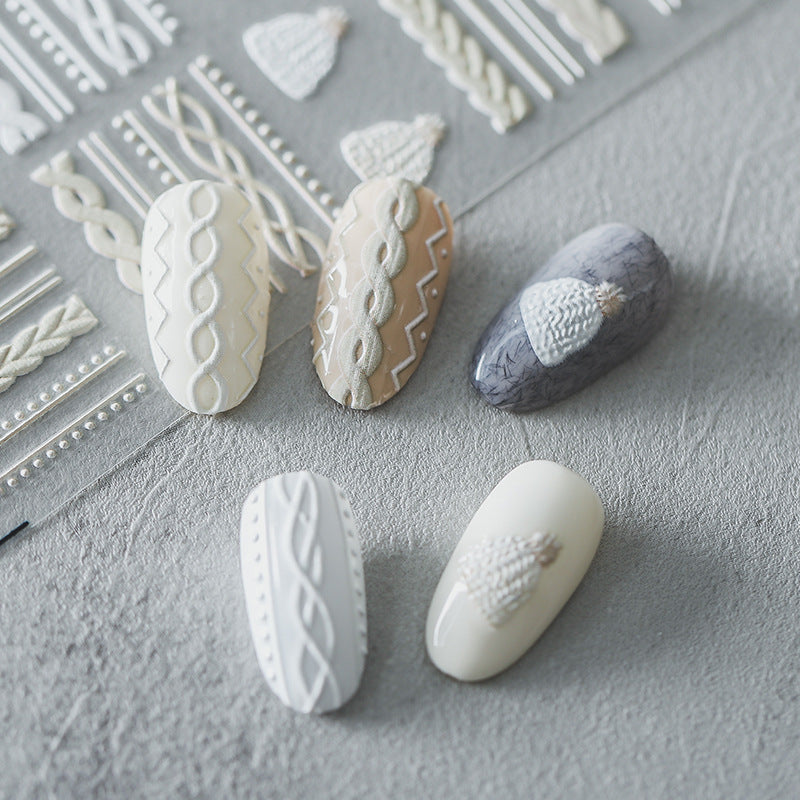 3D Knit Pattern Nail Stickers Fulfilled by NAILSAMI
