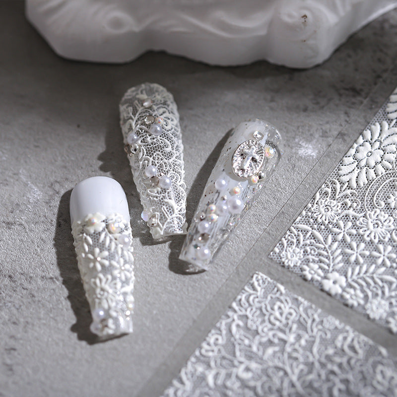 5D Lace Floral Nail Stickers Fulfilled by NAILSAMI