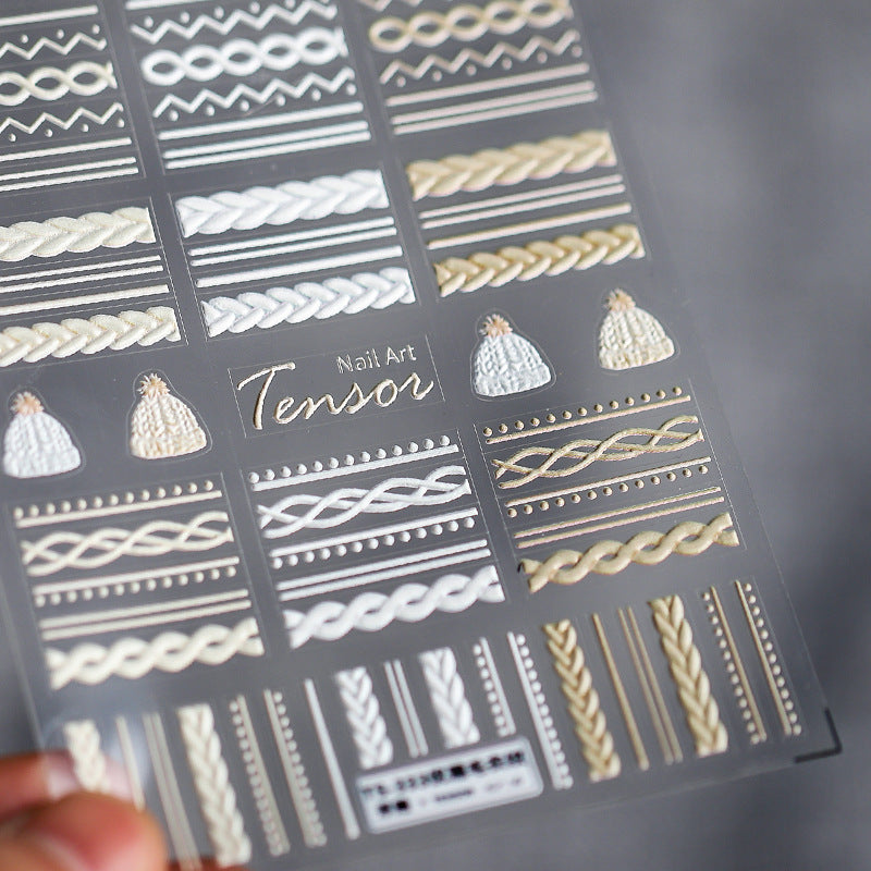3D Knit Pattern Nail Stickers Fulfilled by NAILSAMI