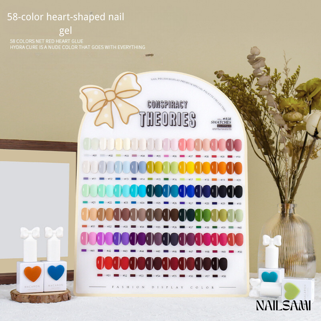 Macaron Heart Shape Gel Polish 58 Color Full Set – Free Global Shipping