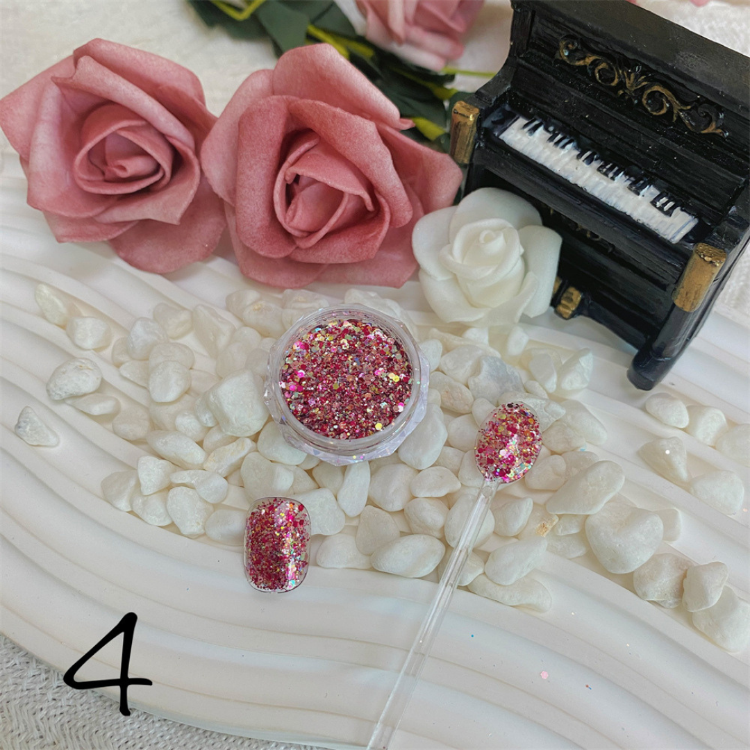 Chunky Glitter Party Nails: Get ready to shine with these festive chunky glitter nail embellishments.
