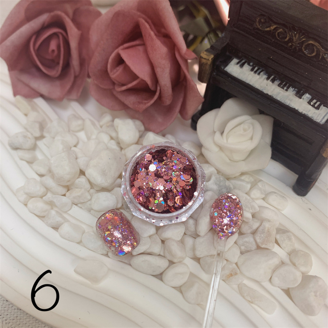 Chunky Glitter Nail Decorations: Sparkle and shine with these larger-than-life chunky glitter nail decorations.