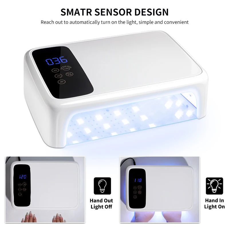 UV LED 138W Lamps Nail Dryer Light with LCD Display Smart UV Phototherapy Nail Art Manicure Tools NAILSAMI