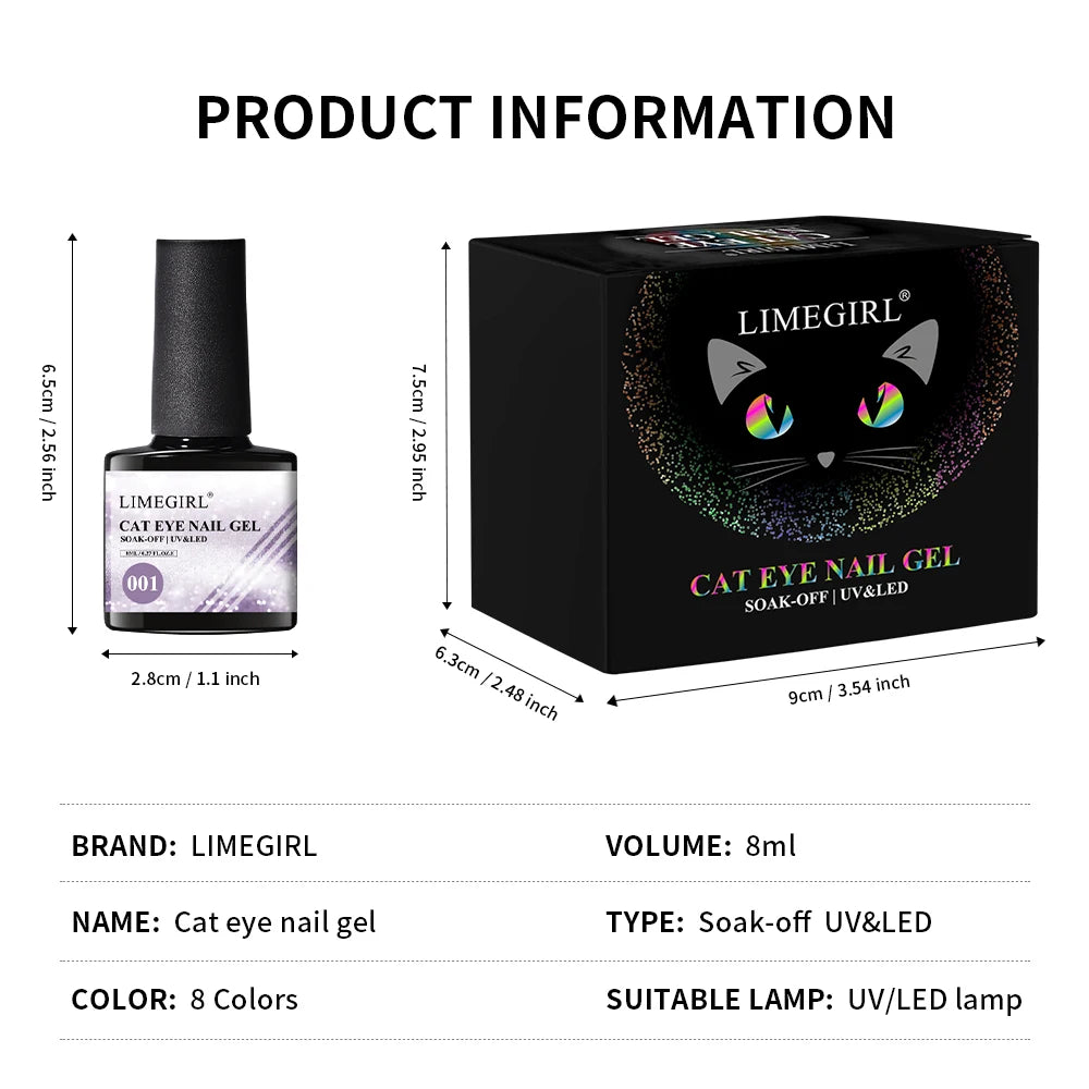 Nail Cat Eye Gel Kit Magnetic Gel Nail Polish, UV Gel Polish for Home DIY Nail Salon - Contains Magnetic Wand Starry Sky Effect NAILSAMI