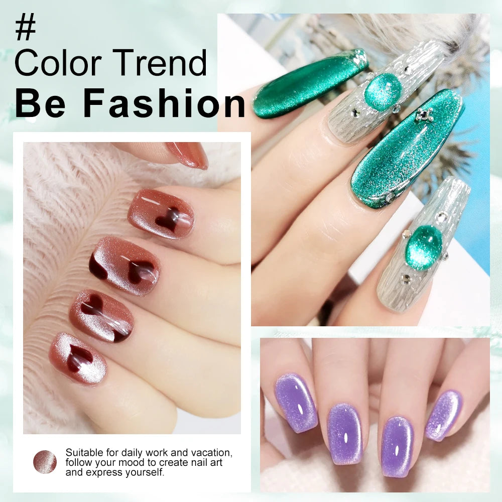 Nail Cat Eye Gel Kit Magnetic Gel Nail Polish, UV Gel Polish for Home DIY Nail Salon - Contains Magnetic Wand Starry Sky Effect NAILSAMI