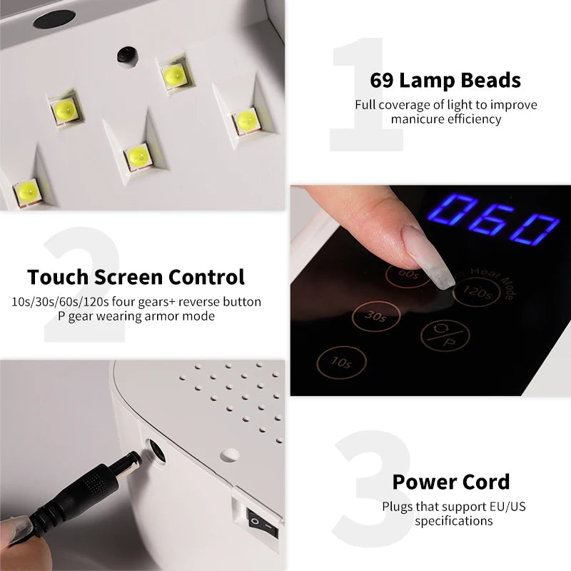 UV LED 138W Lamps Nail Dryer Light with LCD Display Smart UV Phototherapy Nail Art Manicure Tools NAILSAMI