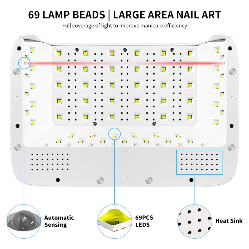 UV LED 138W Lamps Nail Dryer Light with LCD Display Smart UV Phototherapy Nail Art Manicure Tools NAILSAMI