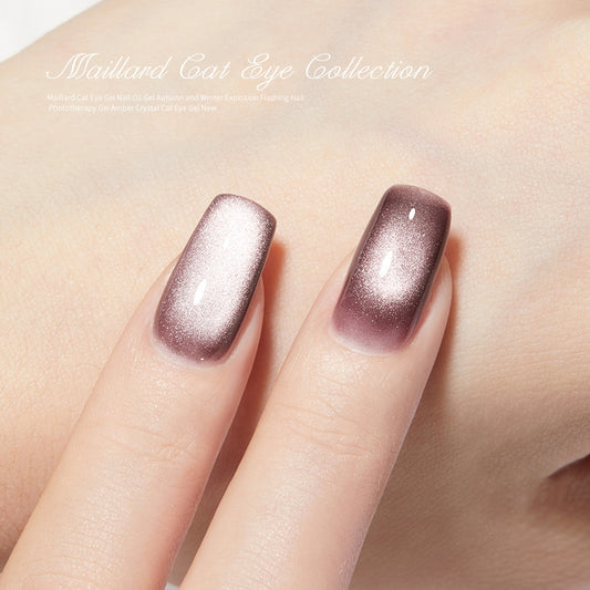 Cat eye gel polish 02 for stunning and reflective nail art with a rich mauve cat eye effect, adding a touch of luxury and depth