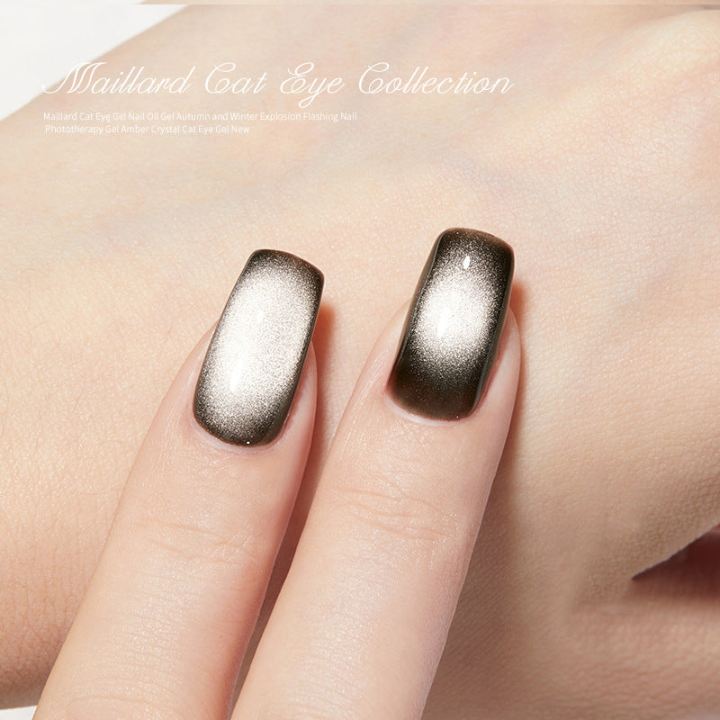 Cat eye gel polish 05 for dynamic and mysterious nail designs with a black cat eye shimmer, creating a bold and sophisticated appearance