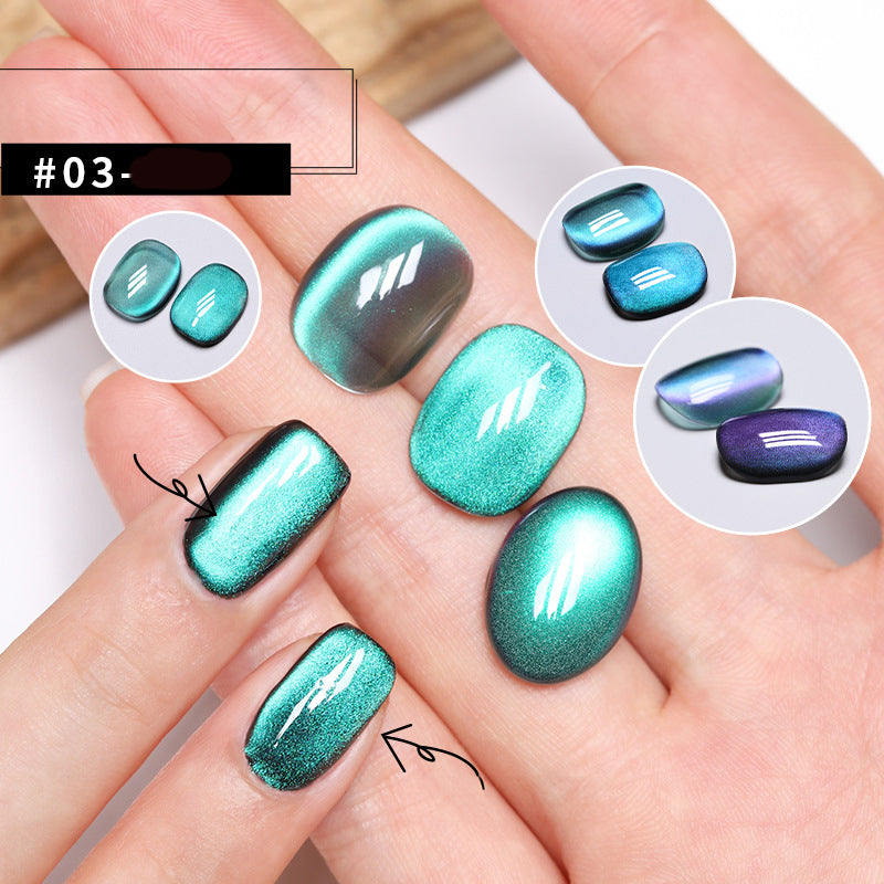 Cat eye gel polish 03 No Space for bold and dynamic nail designs with a deep and mysterious no space cat eye effect, perfect for creating eye-catching and unique looks