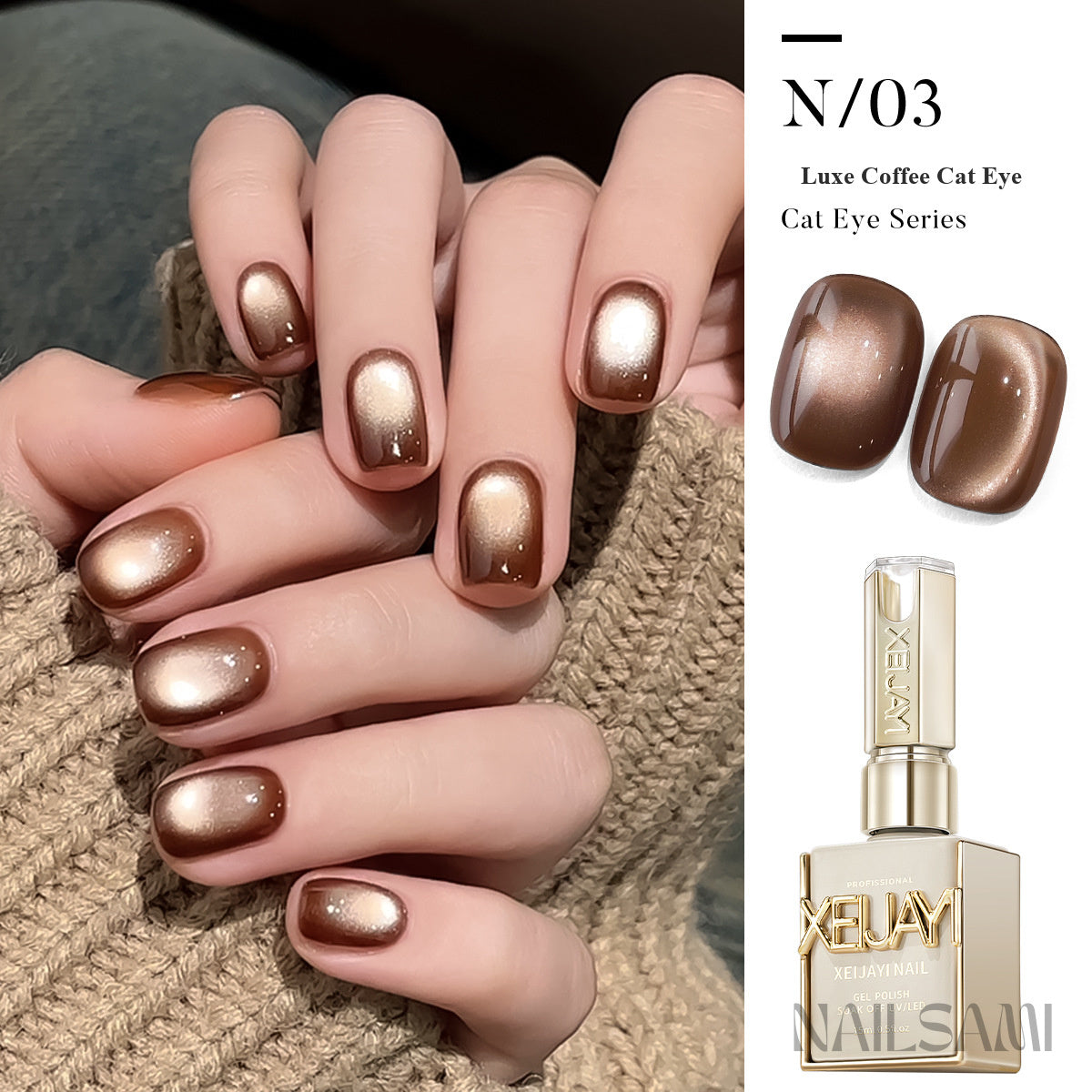 NAILSAMI Luxe Coffee Glass Bead Cat Eye Gel - 6 Colors - image 9
