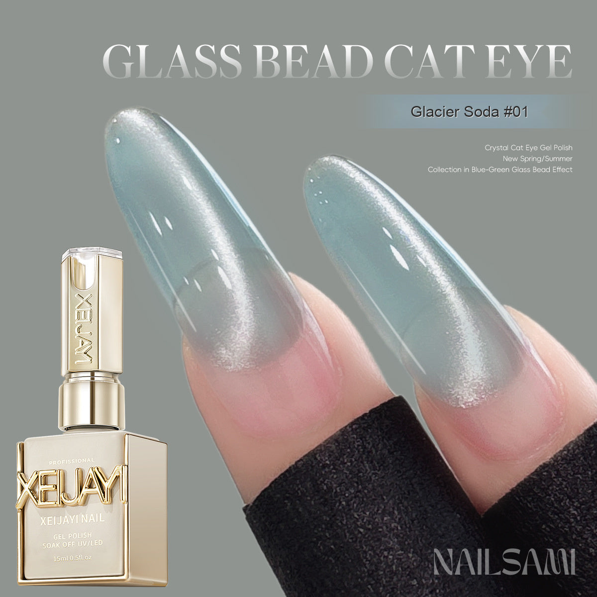 NAILSAMI Clear Glass Bead Cat Eye Gel - 8 Colors - image 11