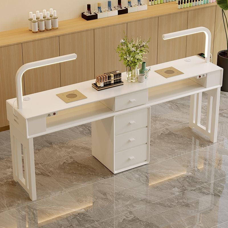 NAILSAMI Double Manicure Table with Dust Collectors and LED Lamps image 10