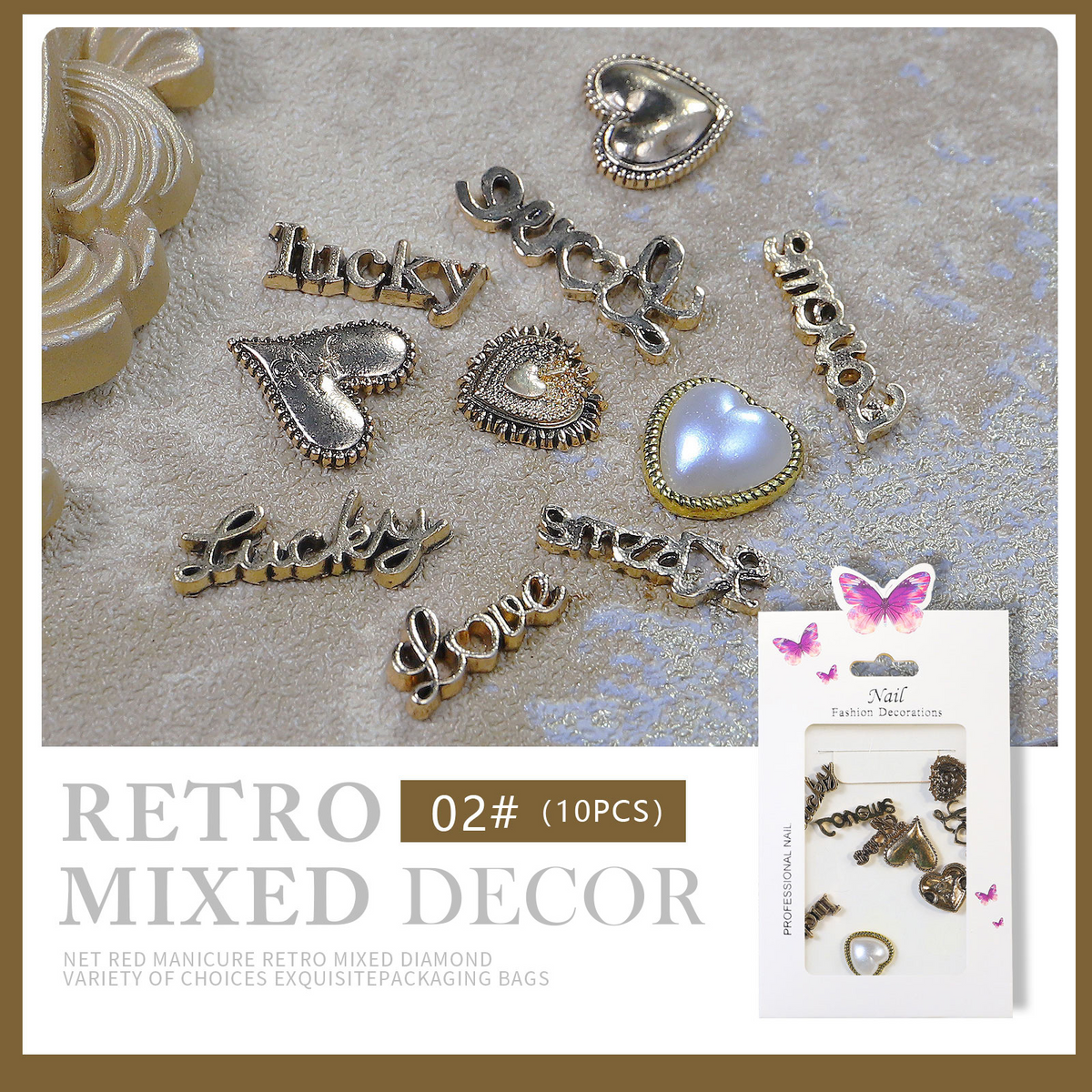 Retro Mix 02 ten-piece nail art charm assortment