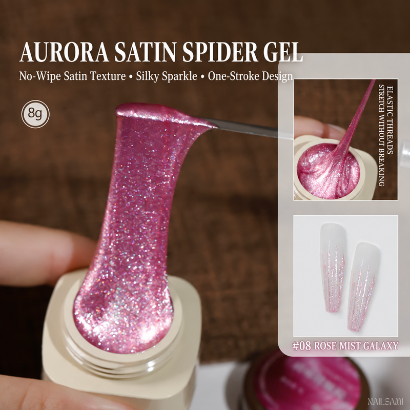 Yunzuan Aurora Satin Spider Gel shade #08 Rose Mist Galaxy
