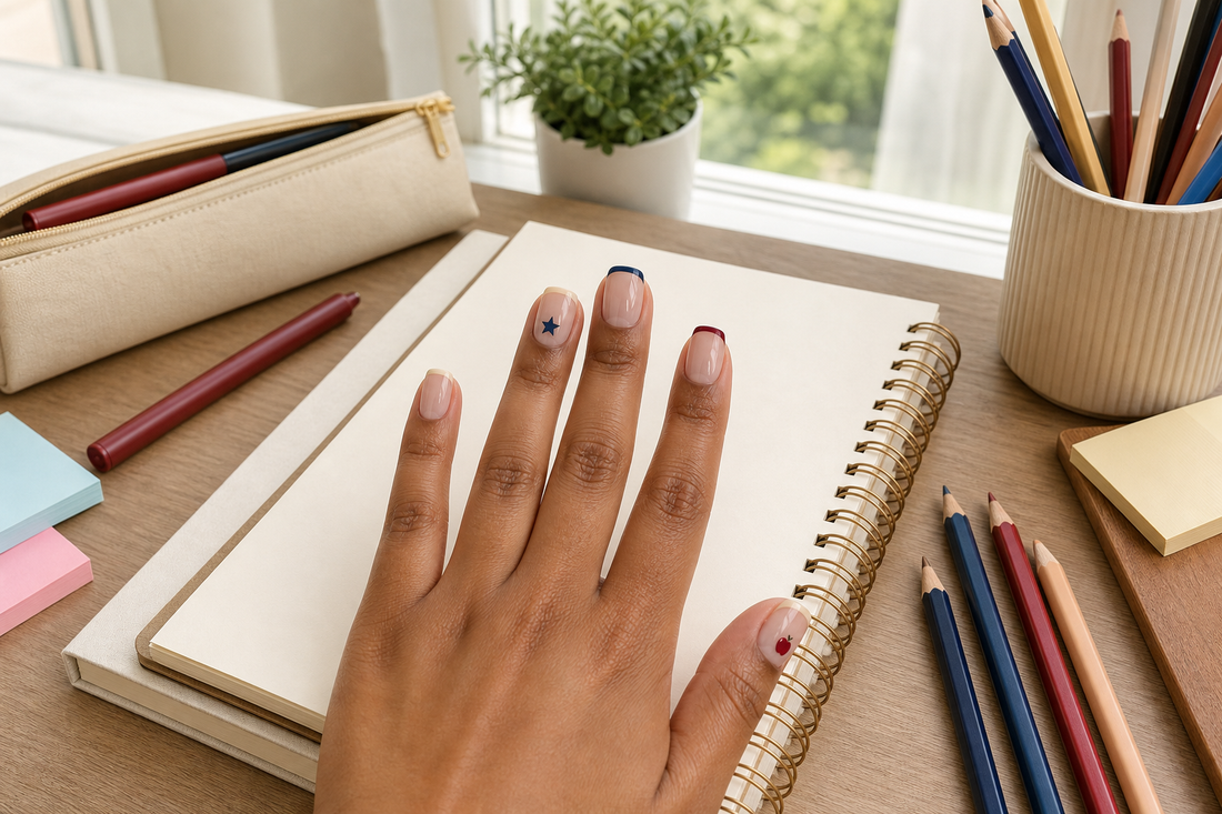 Back-to-school nail ideas for students and teachers in playful and practical styles