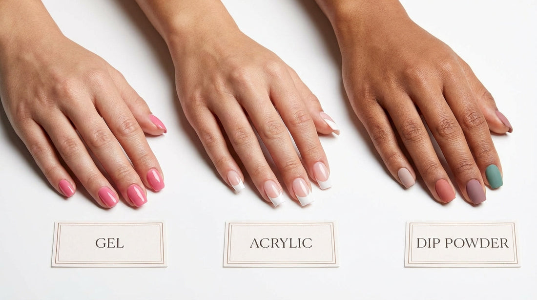 Gel vs acrylic vs dip powder nails comparison guide 2026