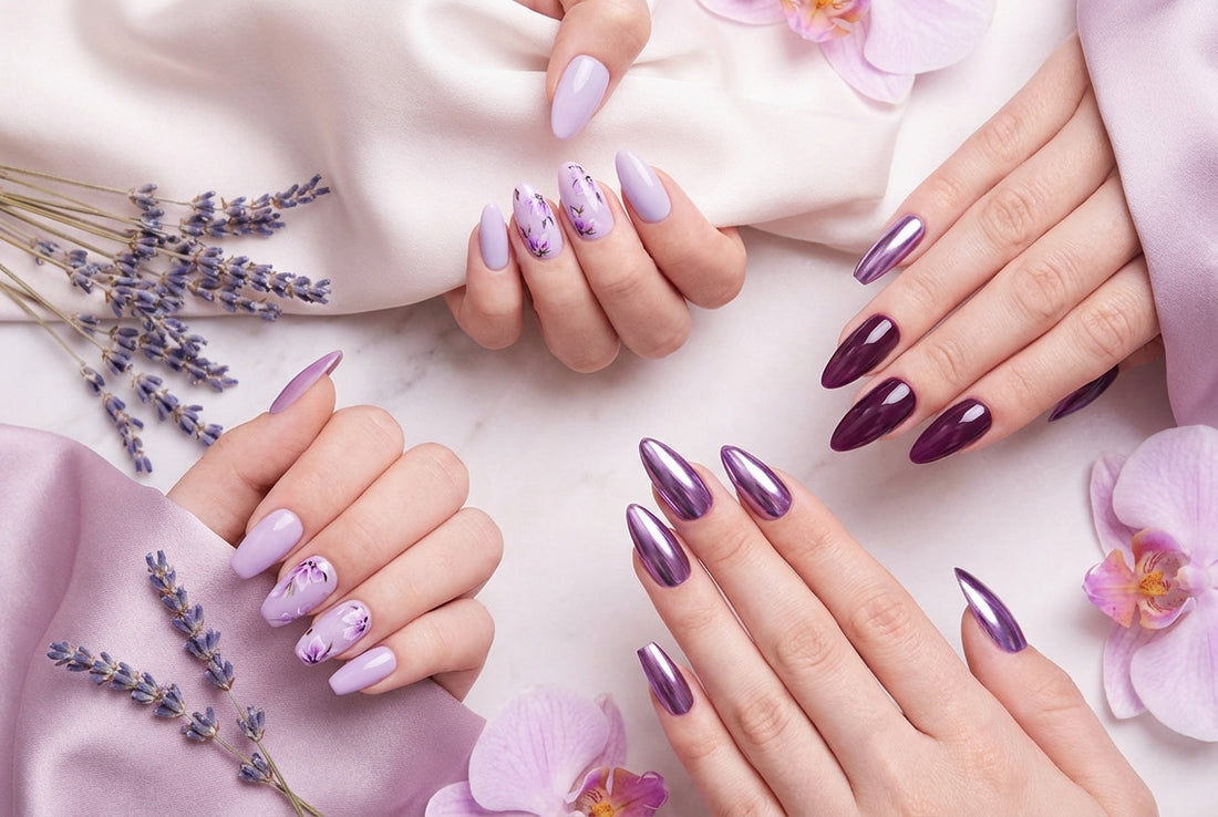 Purple nail designs 2026 lavender lilac plum chrome violet trending nail art