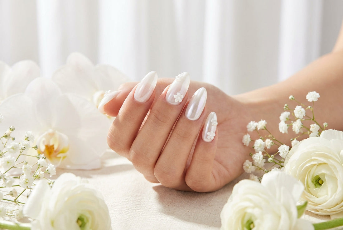 White nail designs 2026 milky white chrome glazed donut pearl french tips trending nail art