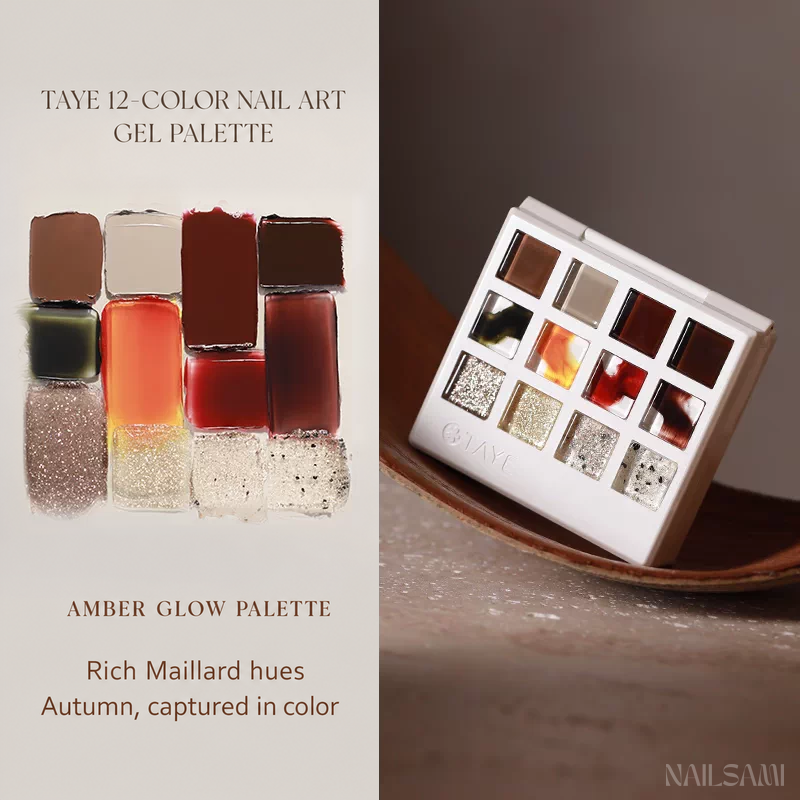 Taye 12-Color Nail Art Gel Palette - Amber Glow Palette