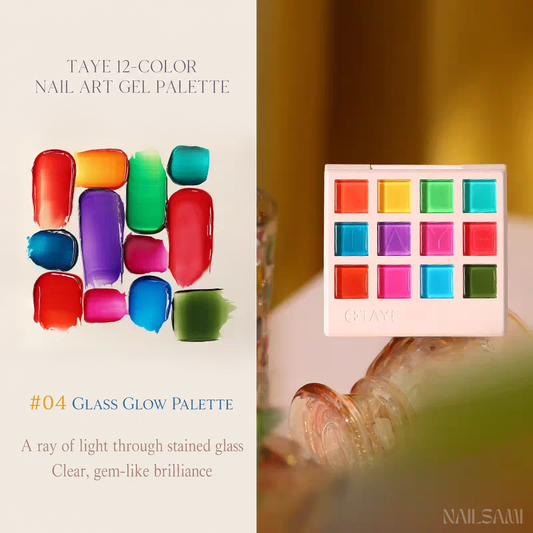 Taye 12-Color Nail Art Gel Palette - Glass Glow Palette