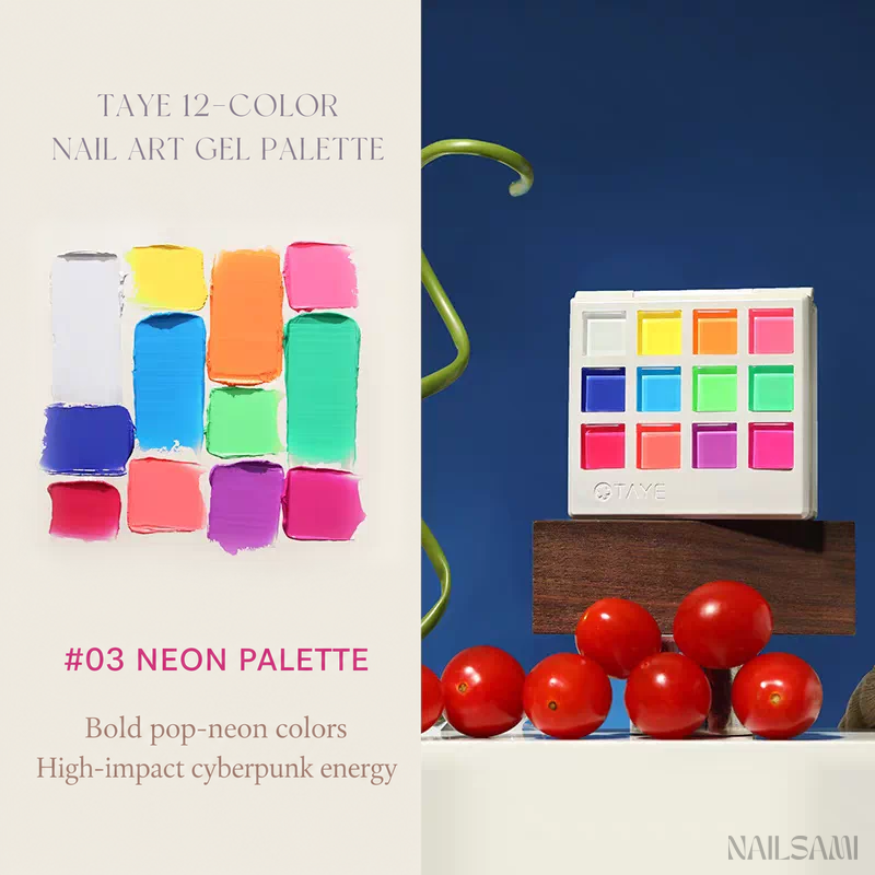 Taye 12-Color Nail Art Gel Palette - Neon Palette