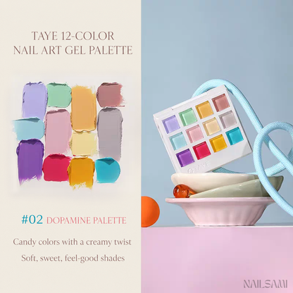 Taye 12-Color Nail Art Gel Palette - Dopamine Palette
