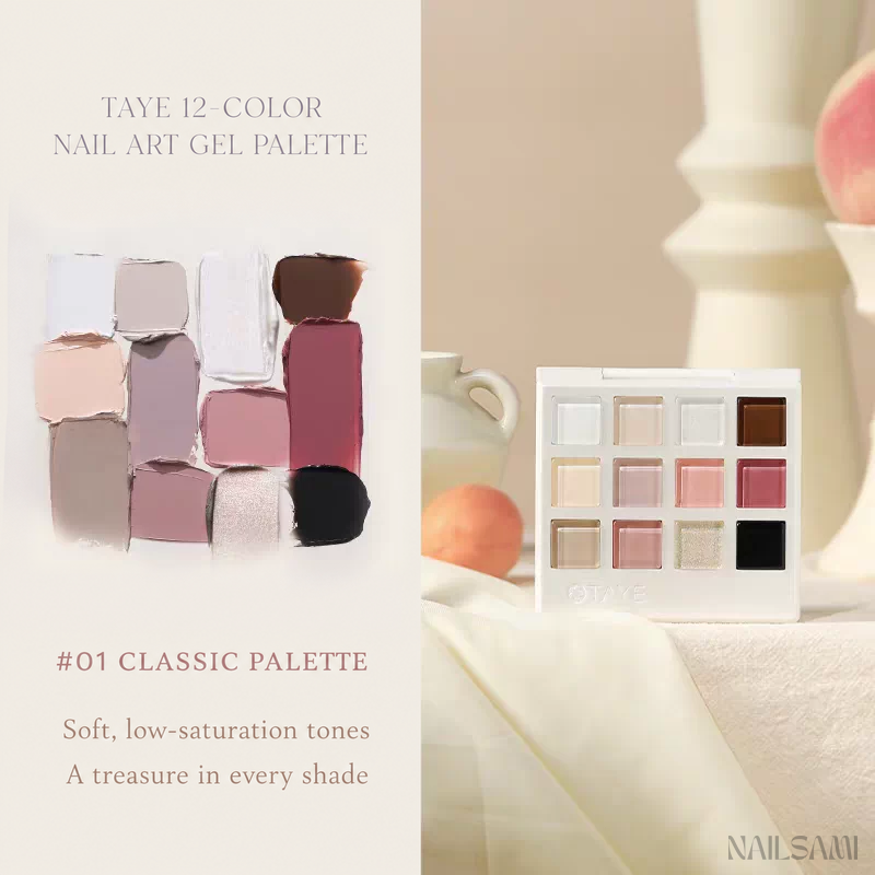 Taye 12-Color Nail Art Gel Palette - Classic Palette