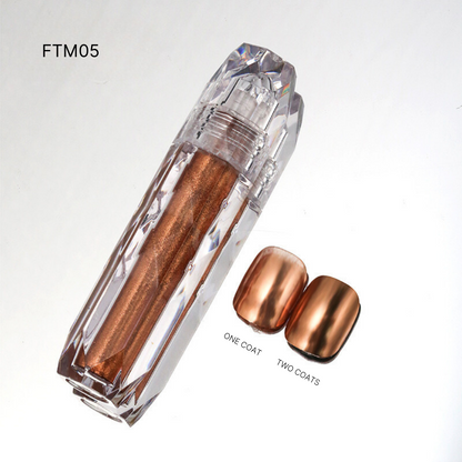 FTM05 with a duo of dark red Liquid Chrome nail polishes, capturing the essence of classic elegance and sophistication.
