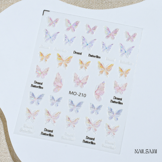 3D Iridescent Seashell & Butterfly Nail Stickers