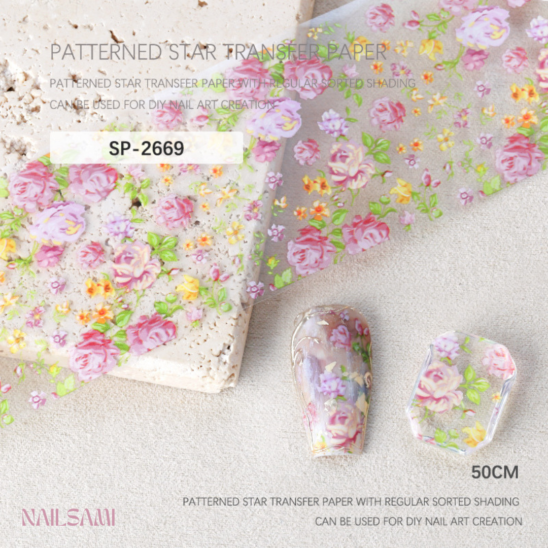 Nail Transfer Sheet - Victorian Rose Garden