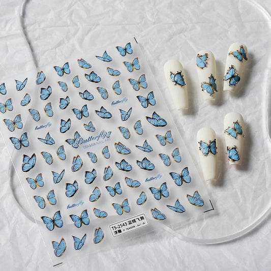 Blue Butterfly Nail Stickers NAILSAMI