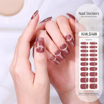 Rosewood Plaid | Semi Cured Gel Nail Sticker Kit