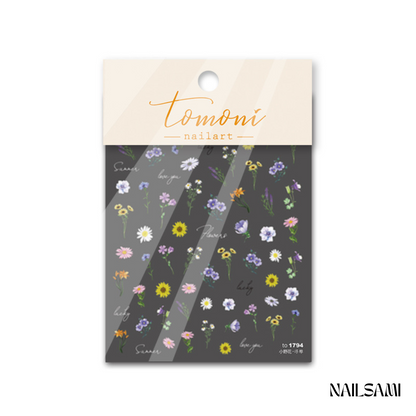 5D Embossed Summer Wildflower Nail Art Stickers