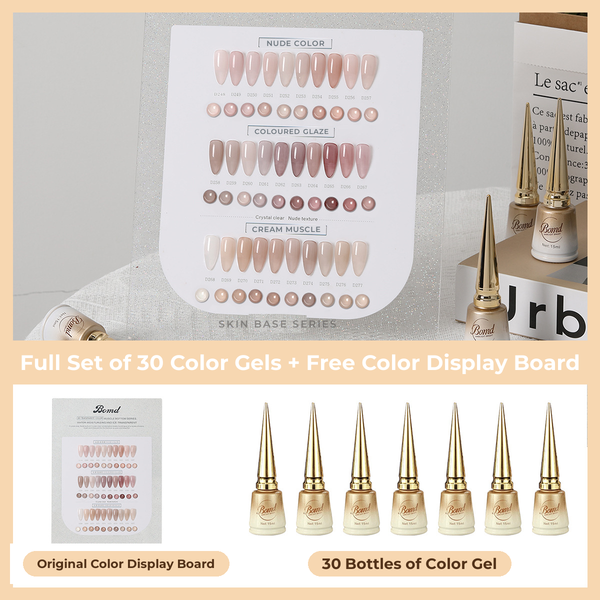 BOMD Skin Tint gel polish set — 30 nude colours with finished colour board (English)