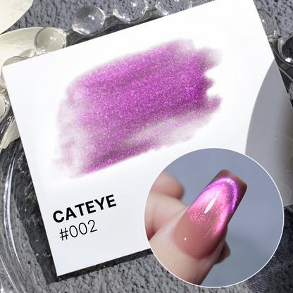 Polish #002 in the Magnetic Cateye series, displaying a lustrous pink to purple gradient, ideal for stylish manicures.