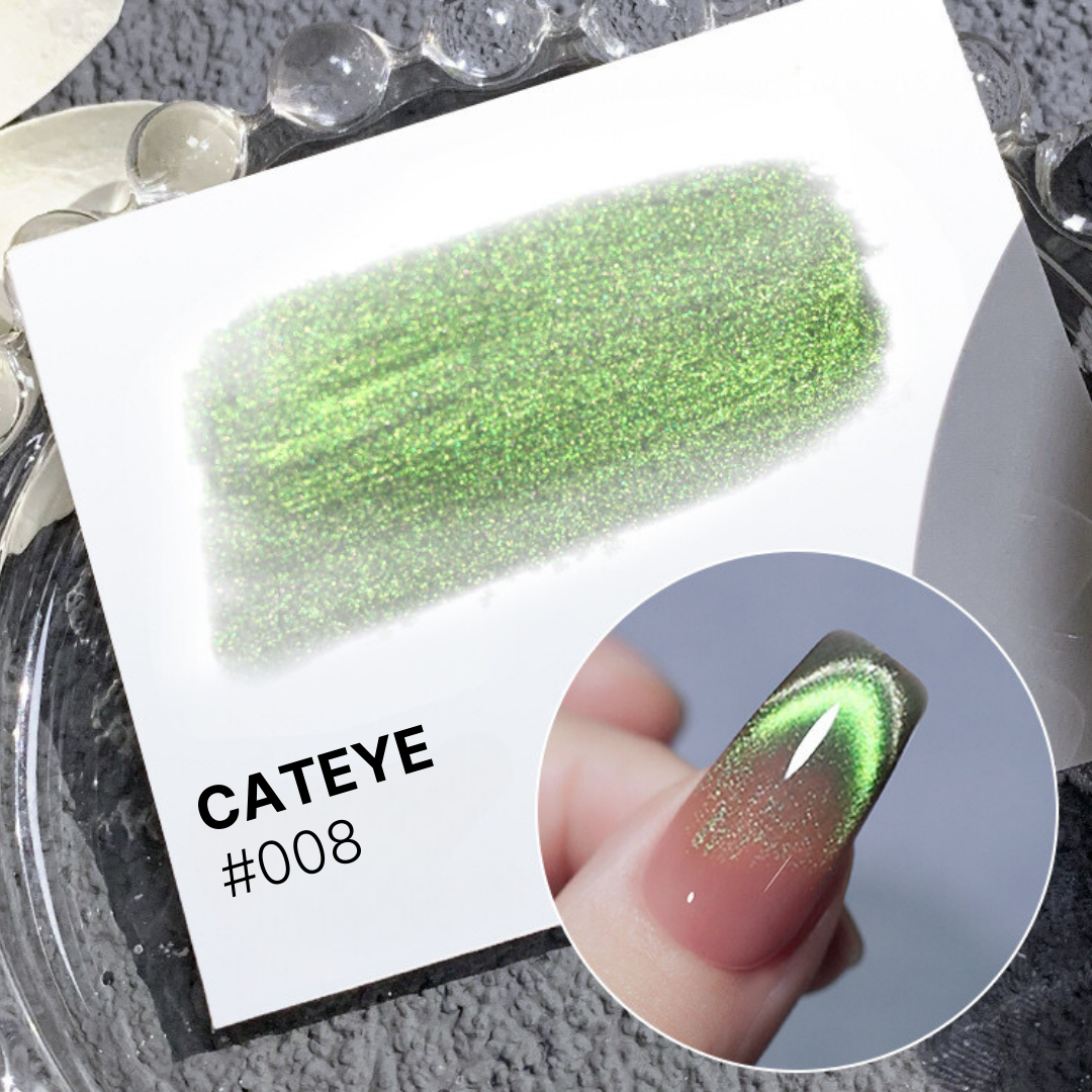 Yellow-green Magnetic Cateye Polish #008, perfect for a vibrant and energetic nail art design.