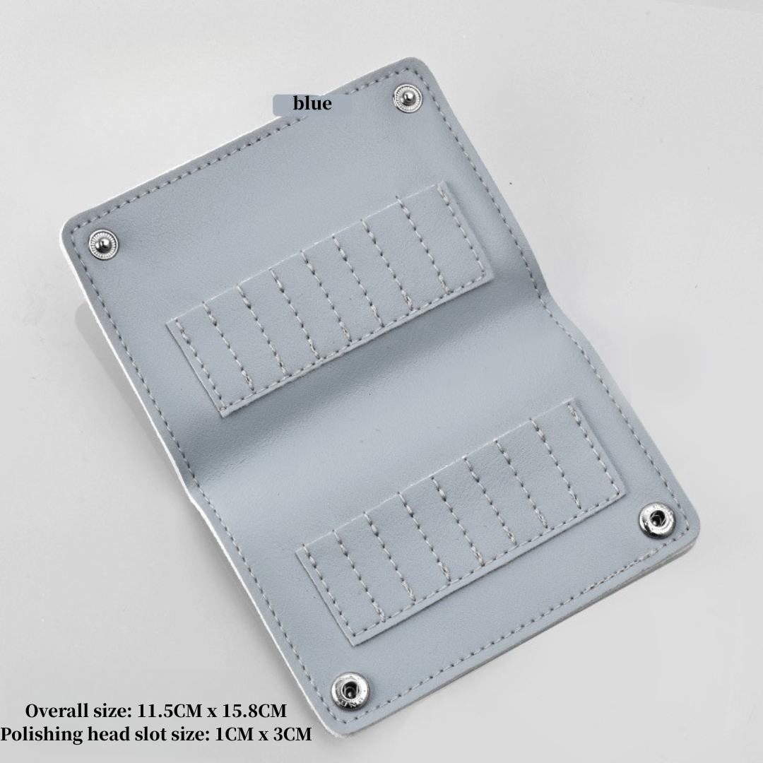 16-Slot Nail Drill Bit Leather Case