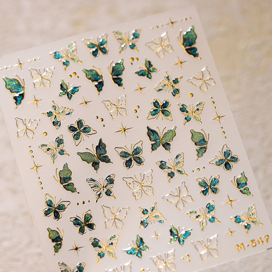Holographic Green Butterfly Nail Stickers Fulfilled by NAILSAMI
