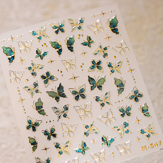 Holographic Green Butterfly Nail Stickers Fulfilled by NAILSAMI