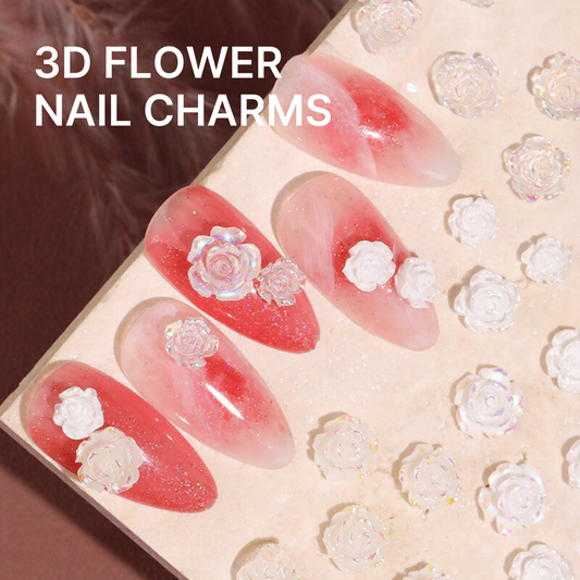 Luxurious white nail charms, designed to enhance nail art with their pristine and classic appearance, making them a must-have for nail charm enthusiasts seeking a refined look.